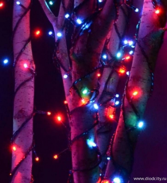 Светодиодная гирлянда Rich LED Хамелеон RGB, черный провод, 3 Нити по 20 м