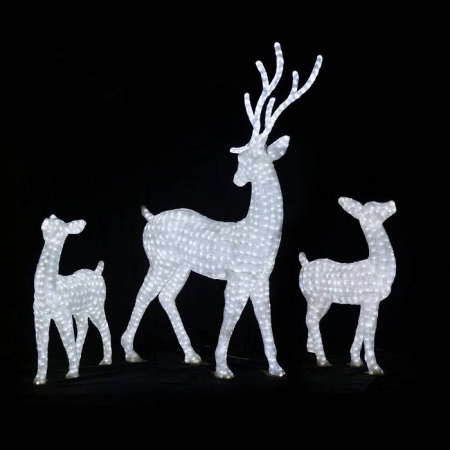 Световые акриловые фигуры "Пара благородных оленей", белые