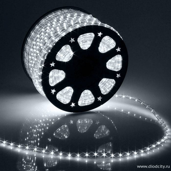 Светодиодный дюралайт - фиксинг  круглый, 13мм, белый