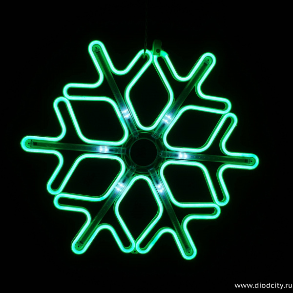 Фигура светодиодная "Снежинка" с динамикой, зеленая