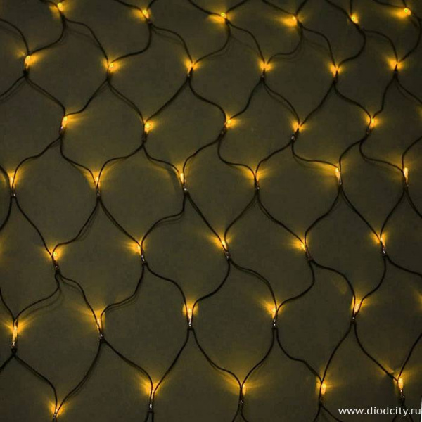 Гирлянда - сеть светодиодная 2 х 3м, теплая белая, провод каучук. IP 65