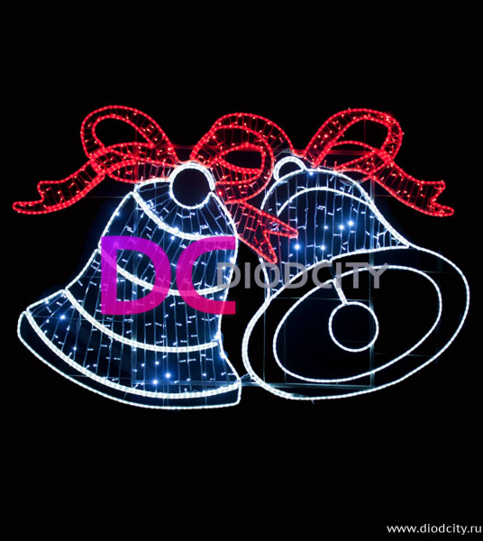 Световое новогоднее панно "Колокольчики" 230х160 см