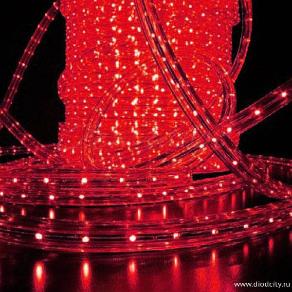 Светодиодный дюралайт 2-х жильный плоский 11*18мм, красный