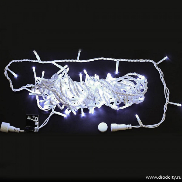 Светодиодная гирлянда Rich LED Нить 10 м, 220В, мерцающая, белая на белом проводе