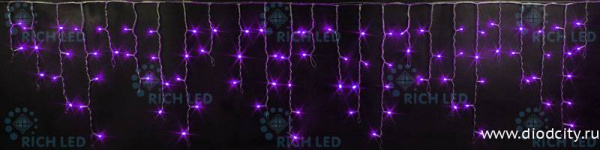 Светодиодная бахрома Rich LED 3х0.5 м, фиолетовая, IP54