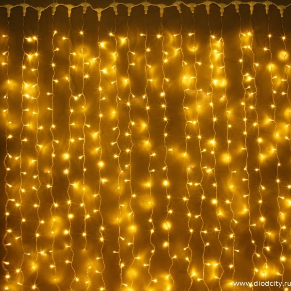 Светодиодный занавес "Дождь", 2 х 3м  желтые диоды IP65