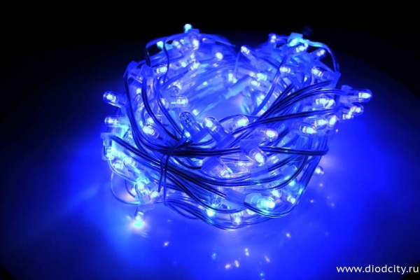 Светодиодный клип-лайт 30М мерцающий, 12V, синий (синий flash)