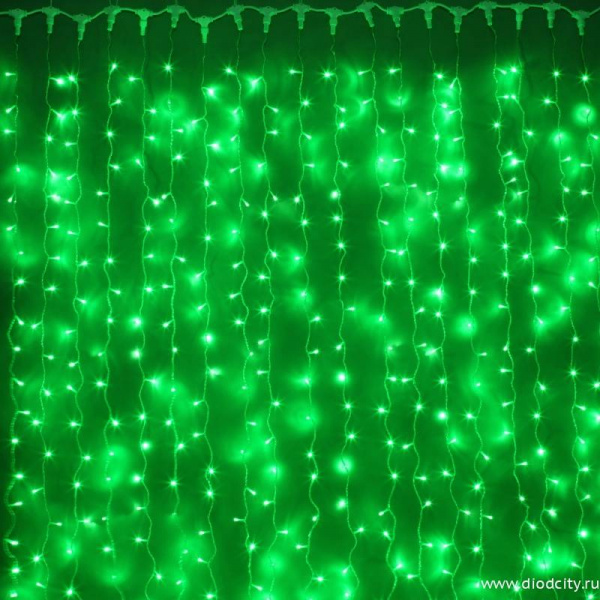 Световой занавес "Дождь" 2*6м, зеленые диоды, провод каучук