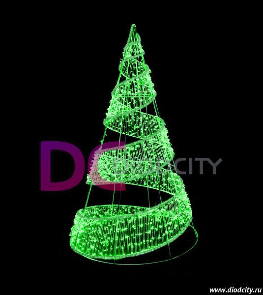 Световая конструкция "Елка конус ", зеленая 300х160 см