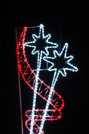 Световая консоль "Две  белых звезды и красная лента" 150х60 см