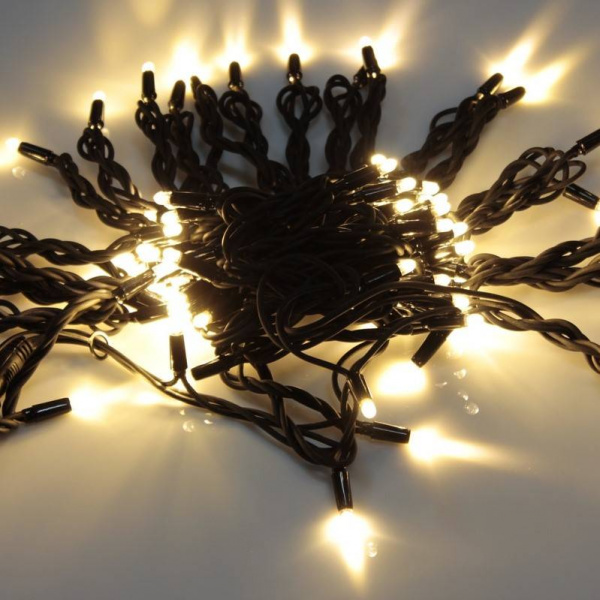 Гирлянда нить Стринг Лайт, 20м, черный провод, теплая белая