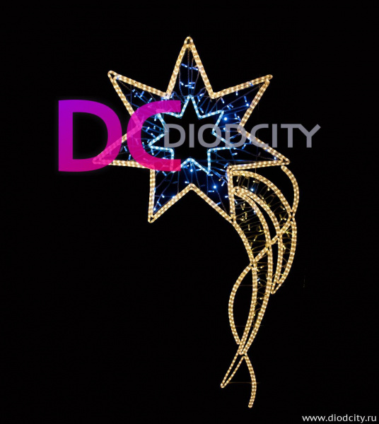 Светодиодная консоль "Рождественская звезда" 250х100 см  белая, тепл. белая мерцающая