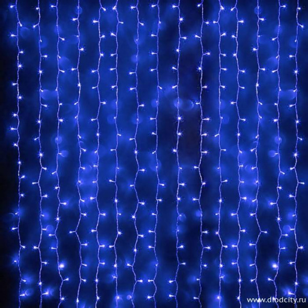 Светодиодный занавес "Дождь", 2 х 6м, синие диоды, мерцающий
