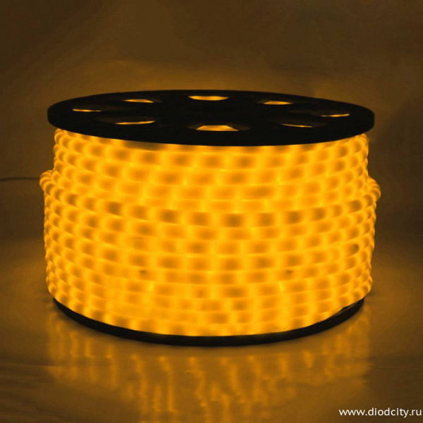 Светодиодный дюралайт-фиксинг, 13мм, 360°, желтый