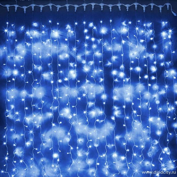 Светодиодный мерцающий занавес "Дождь", IP65, 2x3м, синий