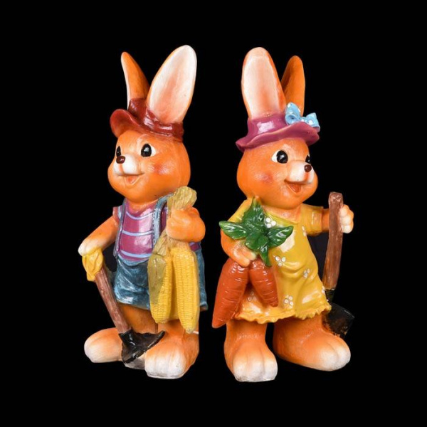 Обьемная фигура из стекловолокна "ЗАЙЧИК С МОРКОВКОЙ", 30*25*68 см, 24 В