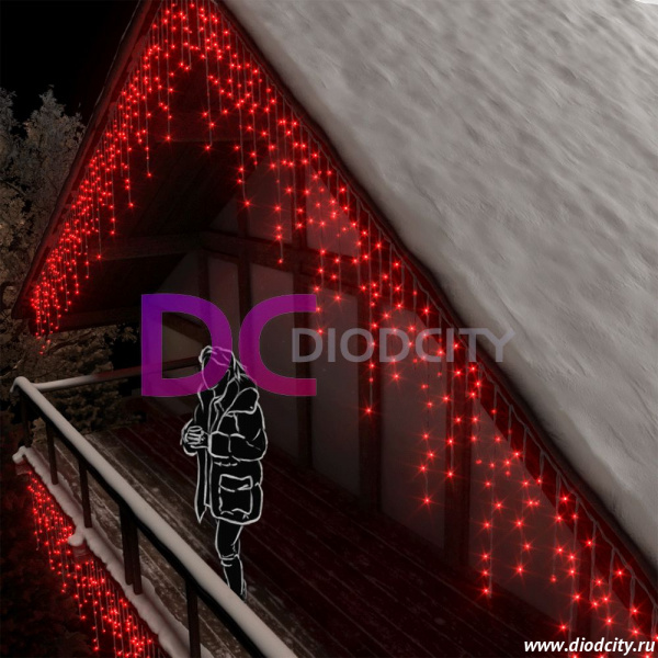 Светодиодная бахрома Rich LED 3х0.5 м, красная, IP54