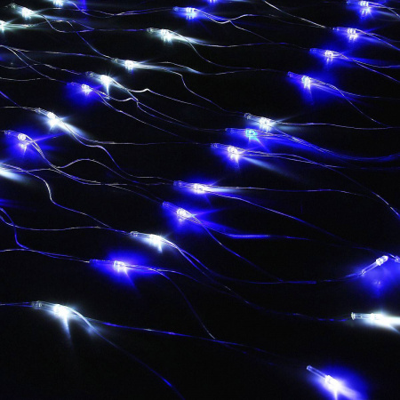 Гирлянда - сеть светодиодная 2 х 4м, белый/синий, провод каучук. IP 65