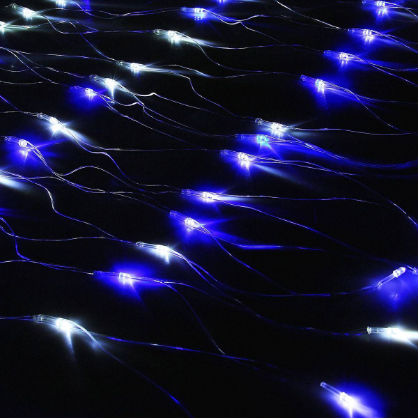 Гирлянда - сеть светодиодная 2 х 4м, белый/синий, провод каучук. IP 65