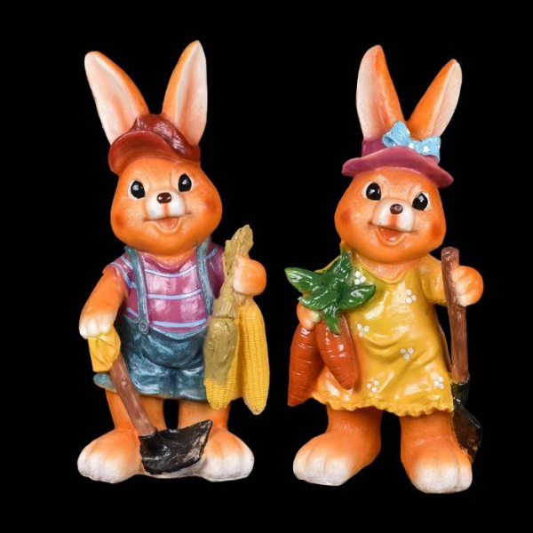 Обьемная фигура из стекловолокна "ЗАЙЧИК С МОРКОВКОЙ", 30*25*68 см, 24 В