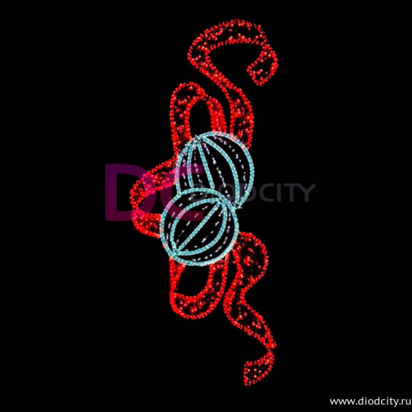 Светодиодная консоль "Шары на красной ленте", 200х90 см