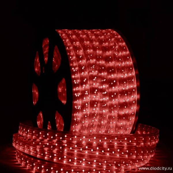 Светодиодный дюралайт 5-х жильный плоский 11*28мм, красный