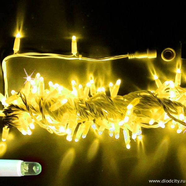 Гирлянда-нить, герметичный колпачок, с мерцанием, 10м, цвет желтый, 24В