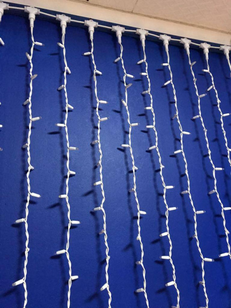 Световой занавес "Дождь" 2*1.5м, белый, провод каучук