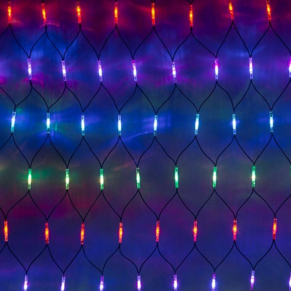 Гирлянда  сеть светодиодная 2х1,5 м, провод каучук, мульти