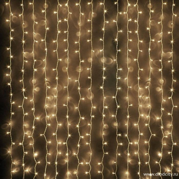 Светодиодный занавес "Дождь", 2 х 6м теплые белые диоды IP65