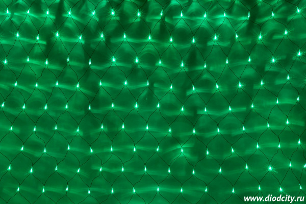 Гирлянда - сеть светодиодная 2 х 2 м, зеленая, с контроллером