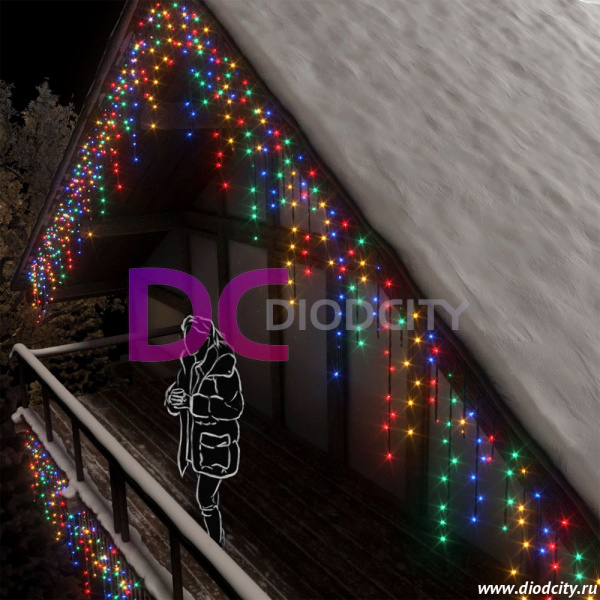 Светодиодная бахрома Rich LED 3х0.5 м, мульти, IP54