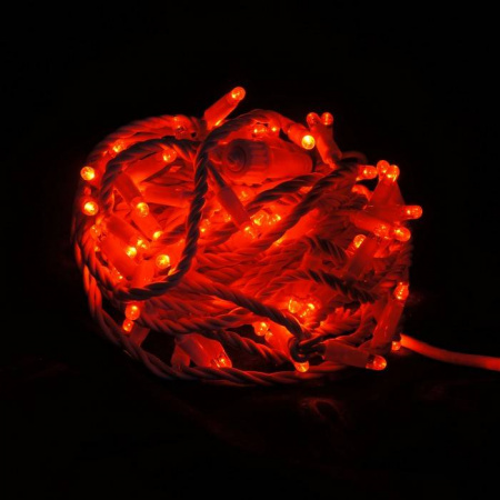 Гирлянда  LED Стринг Лайт, 10м, красный, IP65 (провод каучук)